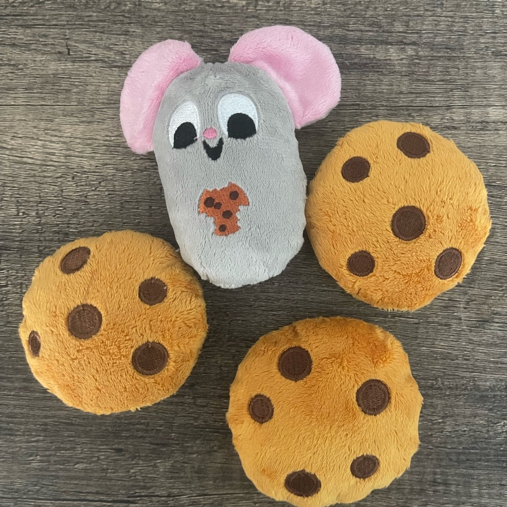Bark Cookies & Mouse Plush Dog Toys (set of 4)